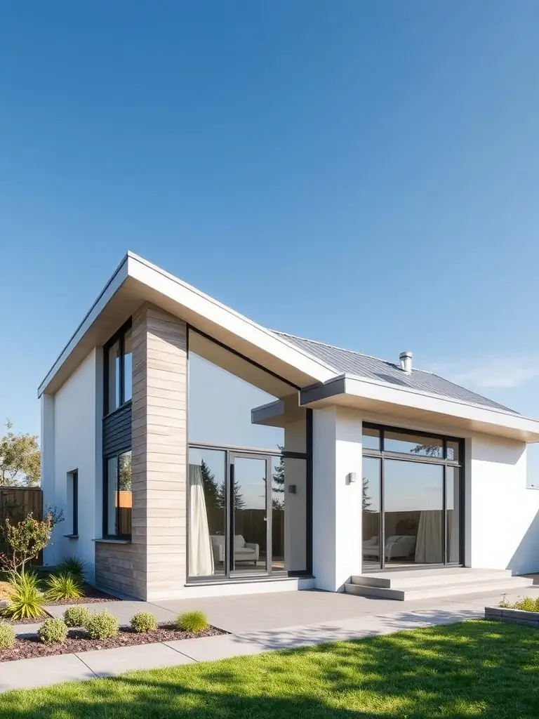 A spacious container home with multiple rooms and a rooftop terrace, offering panoramic views and ample outdoor living space.